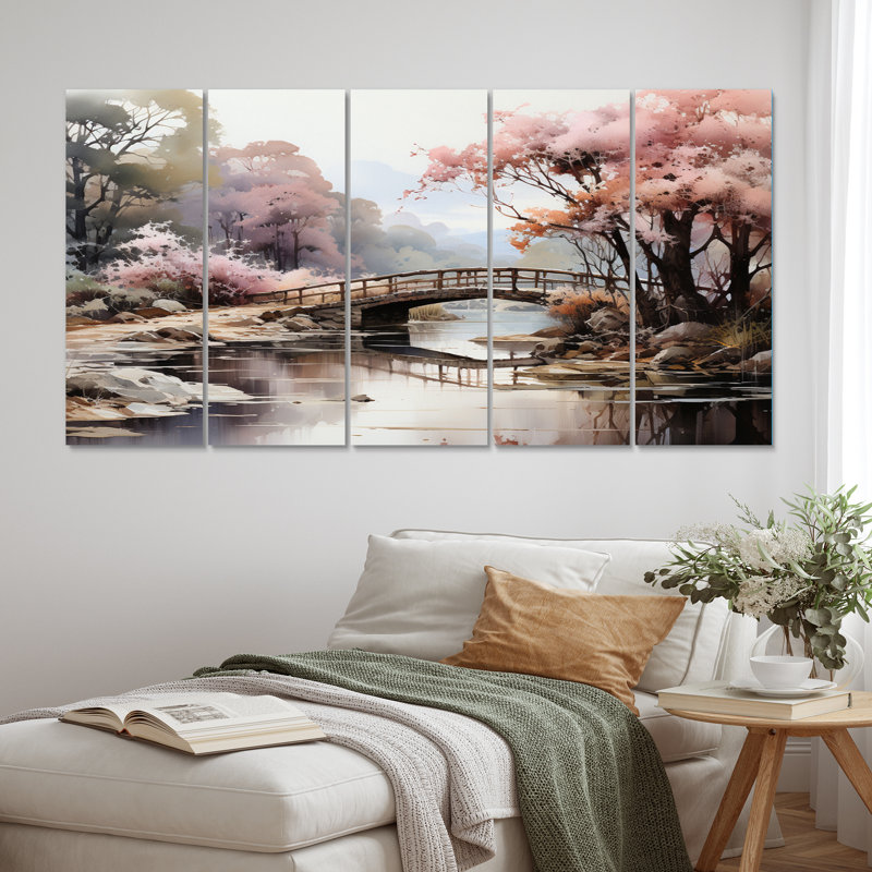 Design Art Pink Bridge Misty Morning Passage Architecture Metal Wall